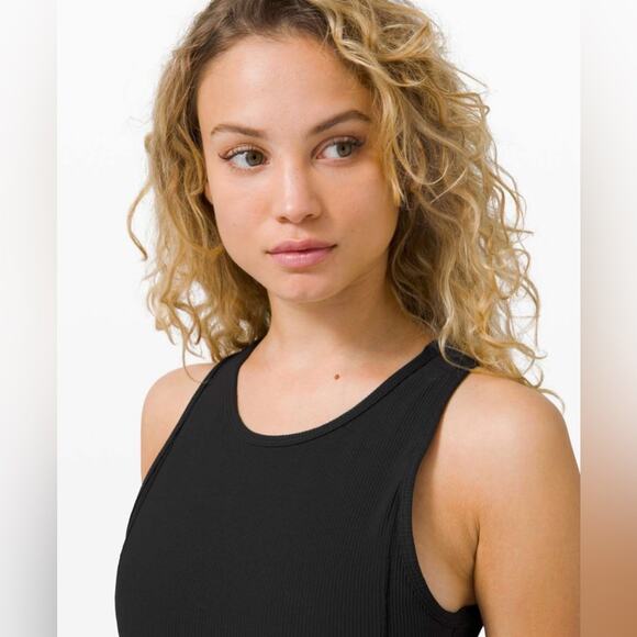 Lululemon Brunch And Back Ribbed Bodycon Open Back Midi Dress Black 4 Athleisure - Picture 3 of 14